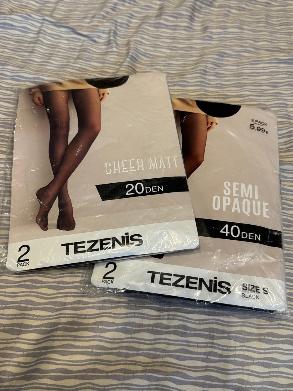 Tezenis Women's Black Semi Opaque Tights & Chocolate Sheer Matt pantyhose